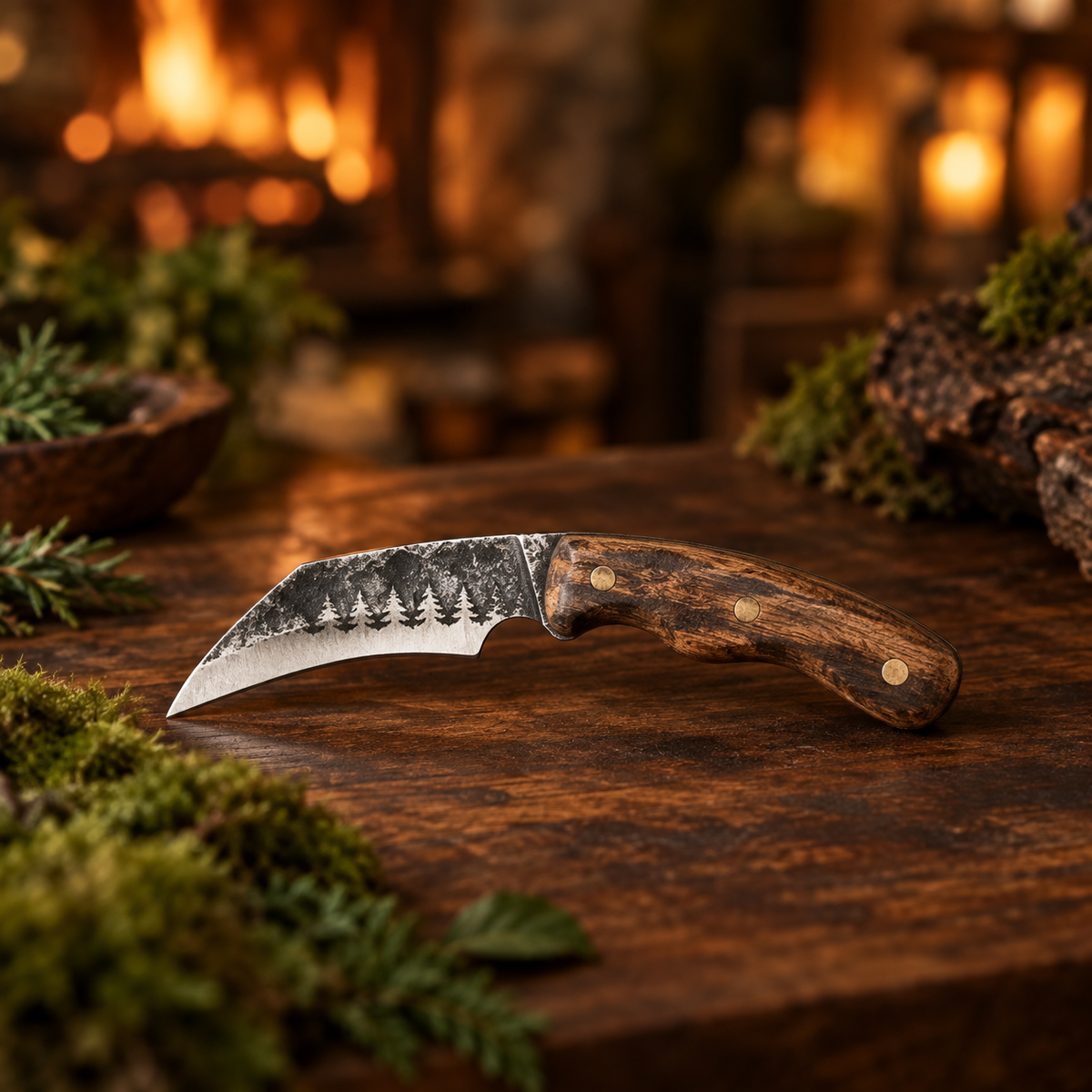 Qulajoy Boning Knife - Hand Forged Camping Knife 7Cr17MOV Blade - Dragon Head Handle And Leather Sheath - Unique Dragon Style - Viking Knife For Hunting & Camping